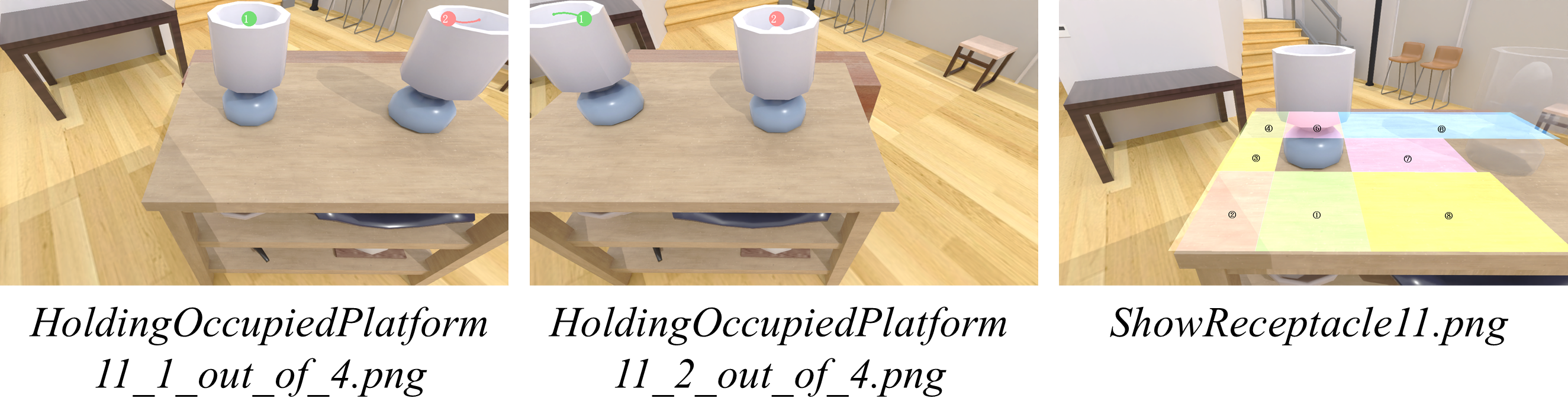 Receptacles around object 1
